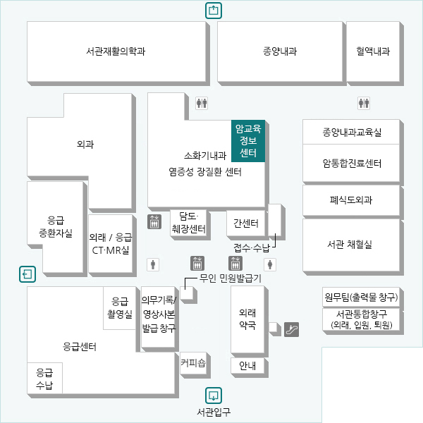 암환자와 가족 및 일반인을 대상으로 암 관련 통합 교육서비스 제공을 위해 운영하는 교육장입니다. 암과 관련된 여러 정보와 암 관련 자료를 열람하실 수 있으며, 다양한 교육프로그램에 참여하실 수 있습니다.